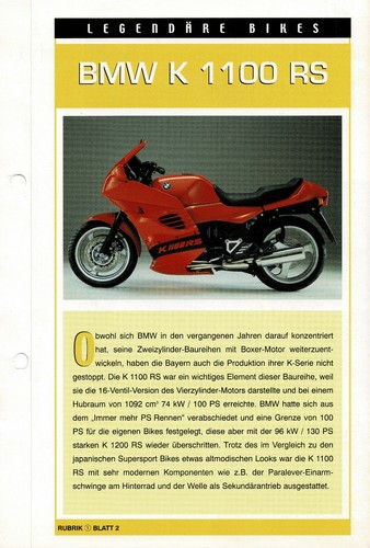 Bmw 1100 information - 1100, rs