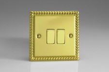 Varilight Georgian Roped Polished Brass XGDW Light Switch Socket Dimmer Toggle