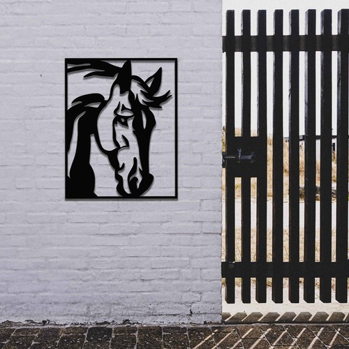 Rusted metal horse head - metal, in
