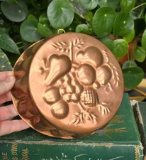 Vintage Copper Jelly Mould Fruits Scalloped Portugal Kitchen Cottage Decor