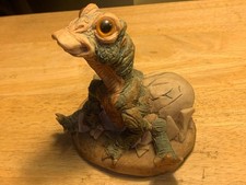 John P Fischner Signed Baby Edmontosaurus Dinosaur Hatching Egg RARE 4 1/2" x 5"