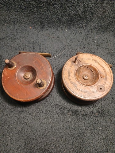 Pair old wooden fishing - old,
