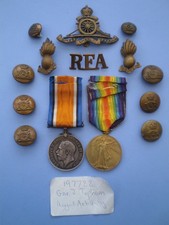 WW 1 Pair of Medals and Insignia to 197788 Gnr, J. Topham  Royal Artillery