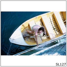 PNG #2 Houseboat Salamaua Bikini Woman Photographic 35mm 1973 Film Slide (SL127)