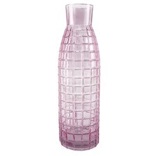 Glass Pink 49cm Tall Square Vase in Pink Glass with Squares 49cm x 15cm x 15cm