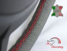 FITS DODGE RAM SRT-10 04-06 GREY LEATHER STEERING WHEEL COVER | RED STITCHING