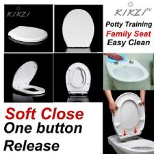 FAMILY TOILET SEAT POTTY TRAINING SOFT CLOSE OVAL FOR CHILDRENS AND ADULT 2 IN 1