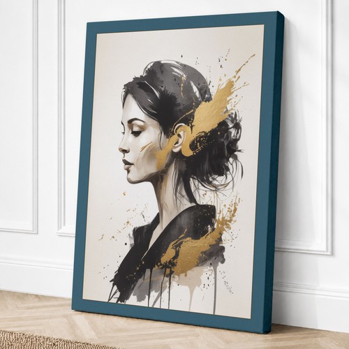 Golden profile modern canvas - profile,