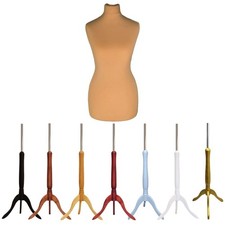 Female UK Size 12/14 Tailors Dummy Mannequin Gold Cover With Tripod Stands