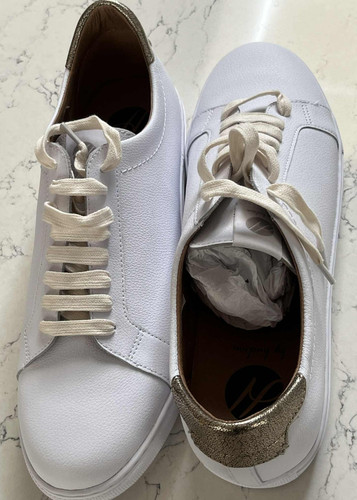 Hudson white leather gold - by,