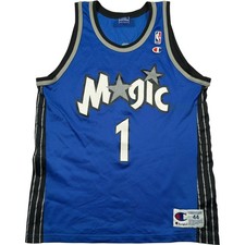 Champion Orlando Magic NBA Jersey Men's 44 Large #1 Hardaway Blue Vintage 