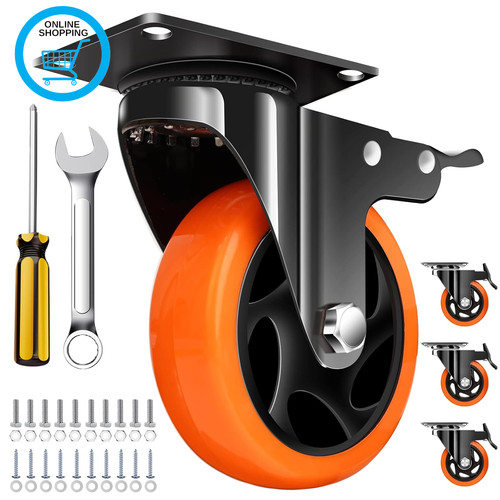 Inch orange trolley casters - 4,