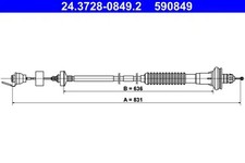 Clutch cable with automatic adjustment 24.3728-0849.2 ATE for PEUGEOT 206 Van