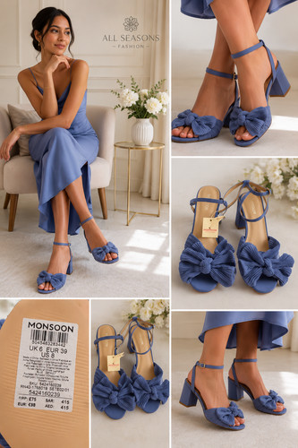Monsoon blue pleated bow - 8.,