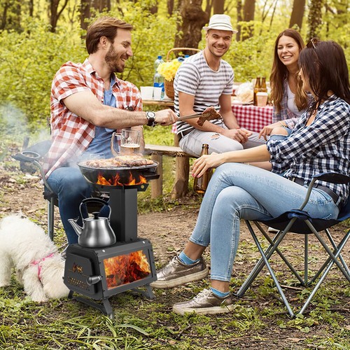 Mobile wood burning stove - burning,