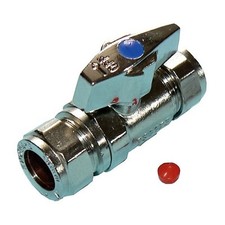 15mm CHROME FULL BORE ISOLATING VALVE WITH HANDLE on/off switch large flow brass