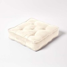 Cream Faux Suede Armchair Booster Cushion Firm 50 cm Square Seat Pad