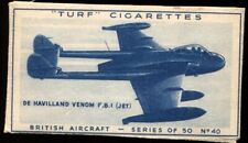 Tobacco Card, Carreras, Turf, BRITISH AIRCRAFT, 1953, De Havilland Venom, #40