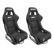 1Pair Adjustable Diamond Luxury Racing Lowered Ultra Max Bucket Seat w/ Sliders