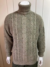 Vintage Chunky Cable Wool Roll Neck Turtleneck Polo Neck Fisherman Jumper