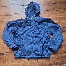 Womens Small Nike wind breaker soft shell track suit jacket Zip Up Navy Blue