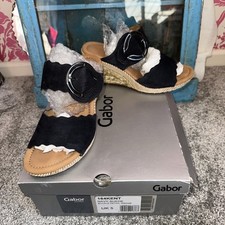 Gabor  Navy Blue Suede Wedge