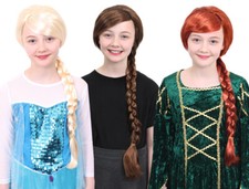 GIRLS PLAIT WIG BROWN RED