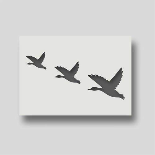 Flying duck stencils retro - flying,