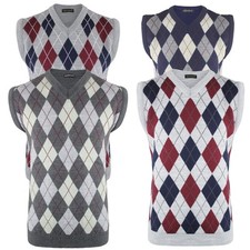 New Men Knitted V-Neck Argyle