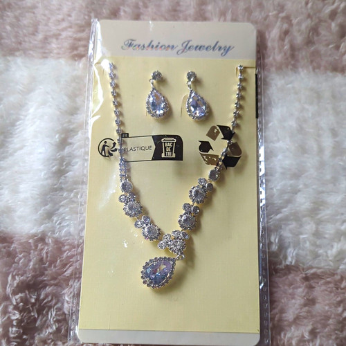 Silver plated crystal teardrop - plated,