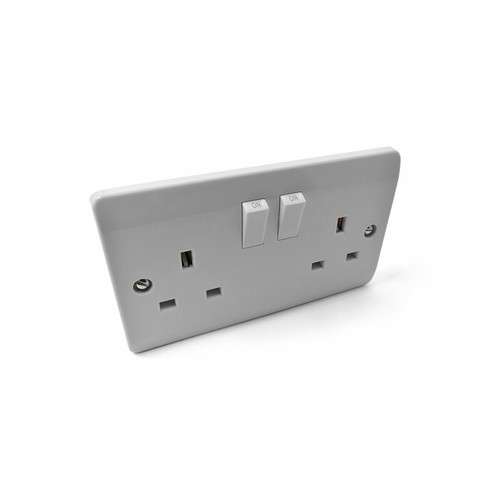 White double socket 13a - 13a, 2