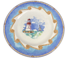 Vintage Fitz & Floyd Omnibus Shore Lights Nautical Dinner Plates~~Set of 6