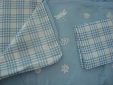 IKEA Duvet Cover & Pillowcase 2pc Crib Set Vandring Skog Cot White on Blue Plaid