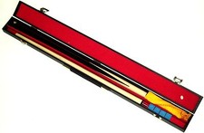 2 PIECE 48" POOL CUE WITH HARD CASE, CHALK & TIP SHAPER