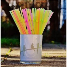  100 Neon Straws Flexible Bendy Birthday Party Plastics Drinking Straws