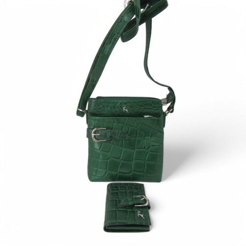 Green crocodile print - green,
