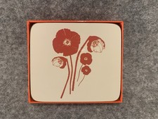 Nicola Cerini for Ashdene Set of 6 Red Poppy Coasters In Original Box Vintage