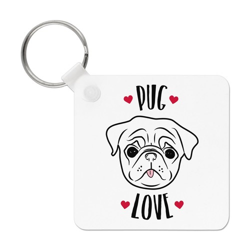 Pug love keyring key - pug,