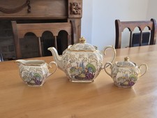 Vintage 1950s Sadler Lady Crinoline 3 Piece Tea Set  - Tea Pot, Sugar & Milk