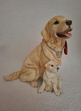 Golden Retriever With Puppy Figurine [No. 01723]  Hand Painted Country Artists