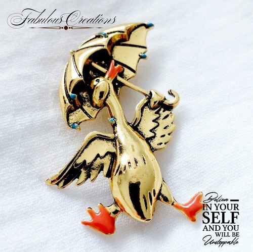 Umbrella duck brooch vintage - duck,