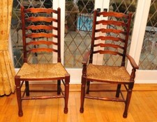 Set Oak Ladder Back Chairs - 8
