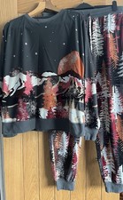 Women’s Ladies Full Length Grey Xmas Winter Scene Pyjama Set Size XL From Next