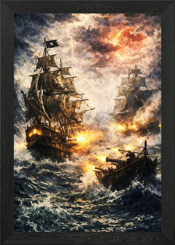 Pirate ships stormy sea - a,
