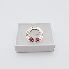 Sterling Silver Penannular Brooch with Celtic Pattern Hallmarked SJW Edinburgh