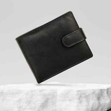 Mens RFID Blocking Genuine Leather wallet with Snap Button Christmas Gift New