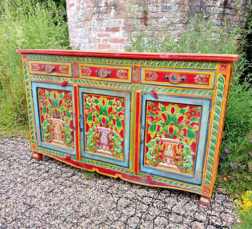 Hand painted indian - indian, cupboard