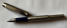 Vintage PARKER Fountain Pen Silver Blue Trim inside Pump Refilling- See Scans.