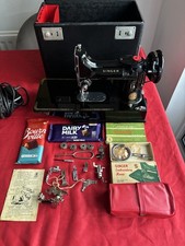 1960 Red S Singer 222K Featherweight free arm Sewing Machine, Serviced