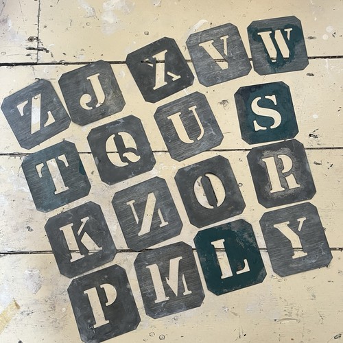 Vintage zinc metal stencils - vintage,